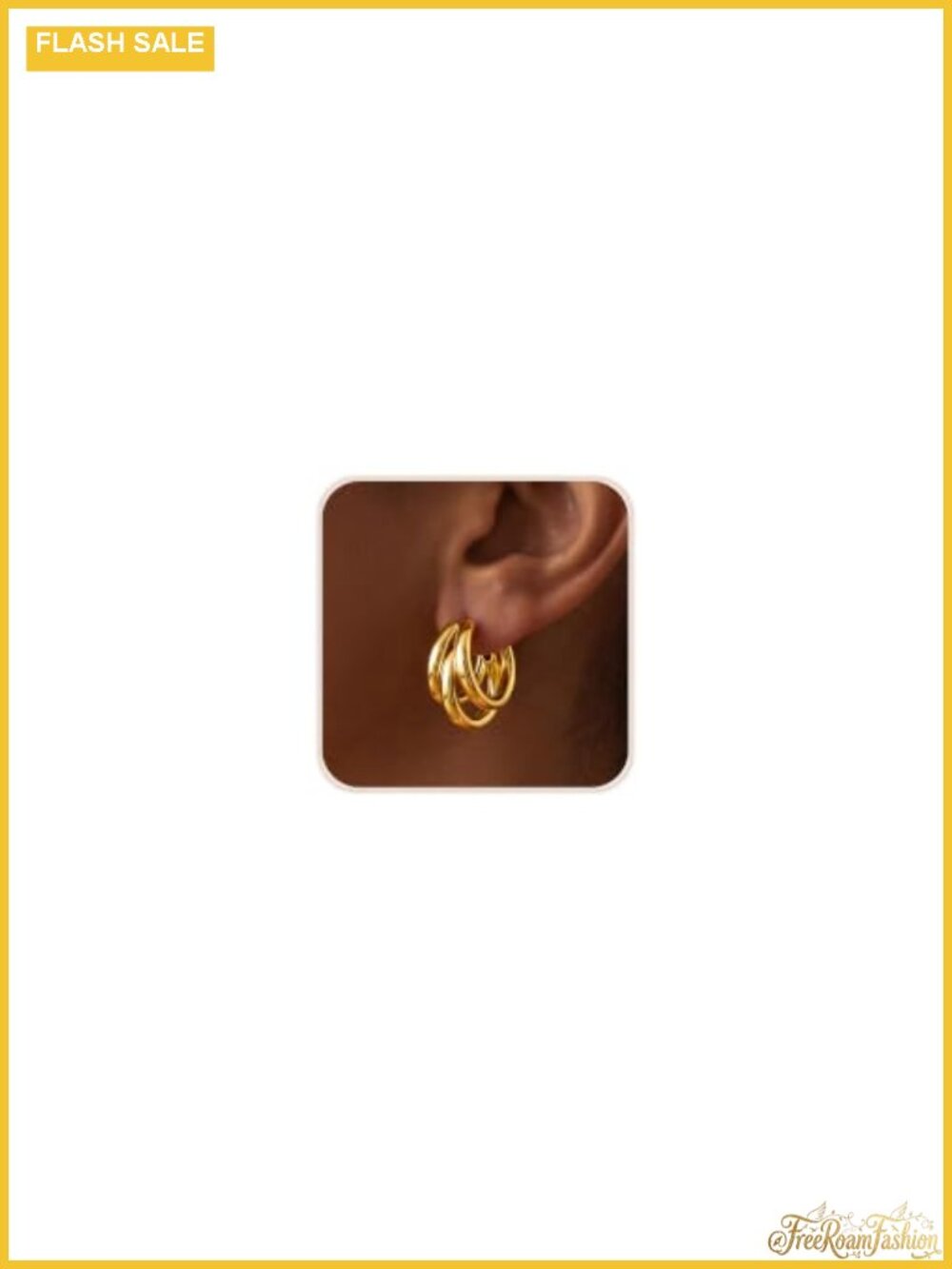 Triple Hoop Earrings 14K Gold Plated Hypoallergenic CZ Chunky Dainty